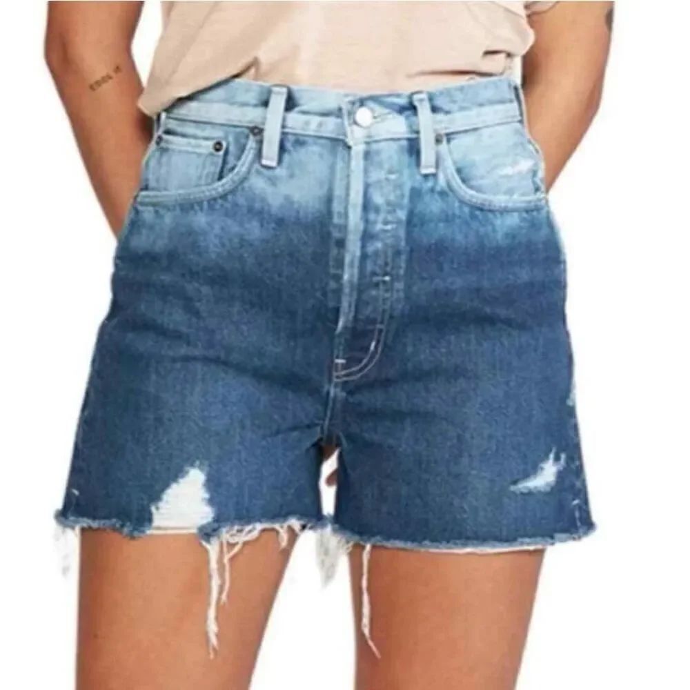 Etica Fern Hi Rise 100% Organic Cotton Denim Short NWT Size 26
